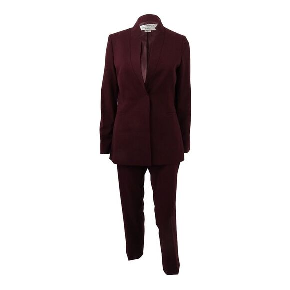 Tahari ASL Women's Petite Double Star-Neck Pantsuit - Burgundy Red - Picture 1 of 3